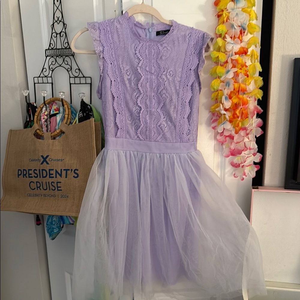 SHEIN Purple Flutter Sleeve Mock Neck Sundress